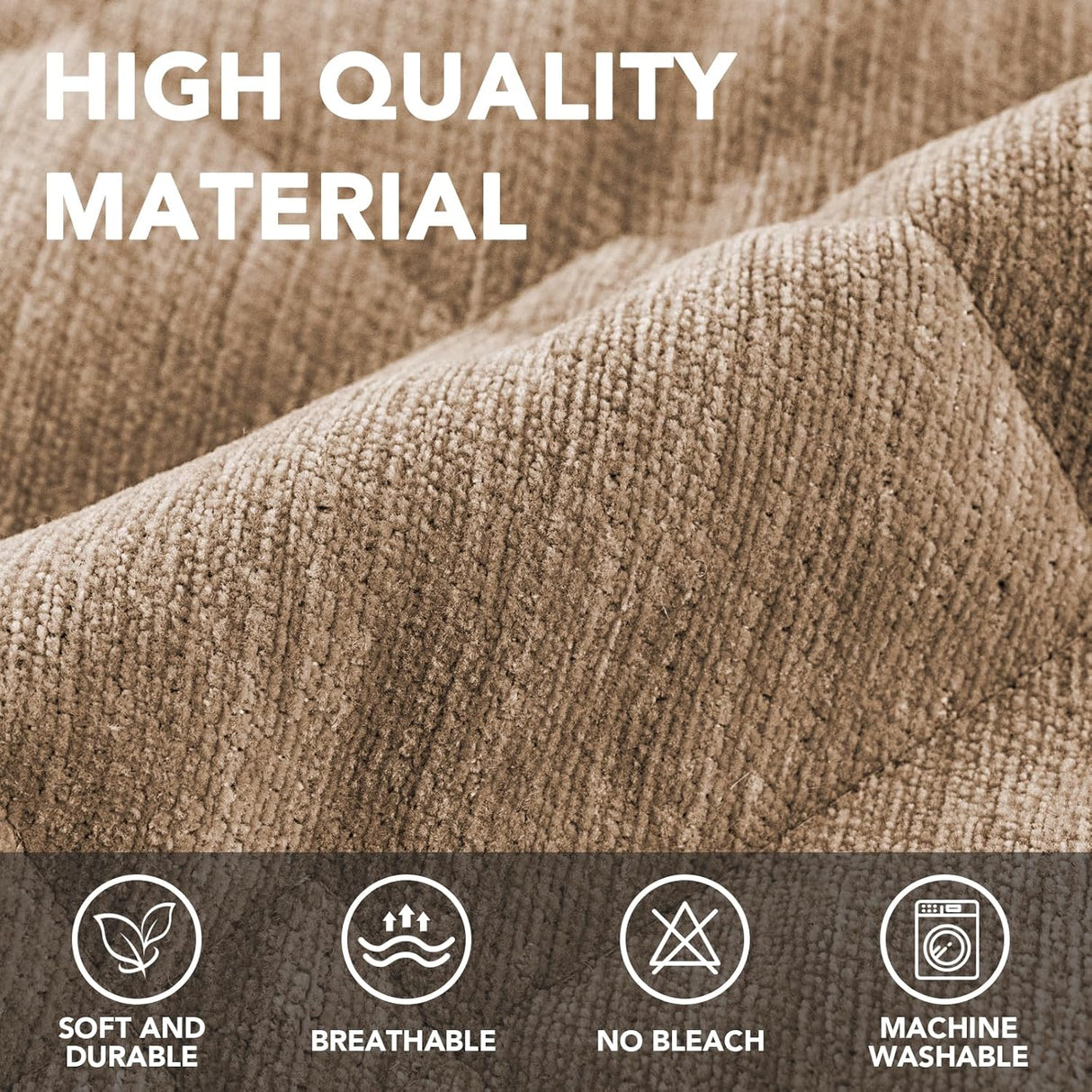 H.VERSAILTEX Couch Cover Chenille Pet Fuzzy Sofa Covers for 3 Cushion Couch Anti Slip Washable Sofa Slipcovers with Strap Soft Couch Protector Cover for Dogs Cats Kids(36" x 74",Khaki)