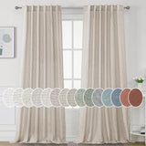 Natural Linen Tab Loop Pocket Semi Sheer Light Filtering Curtains