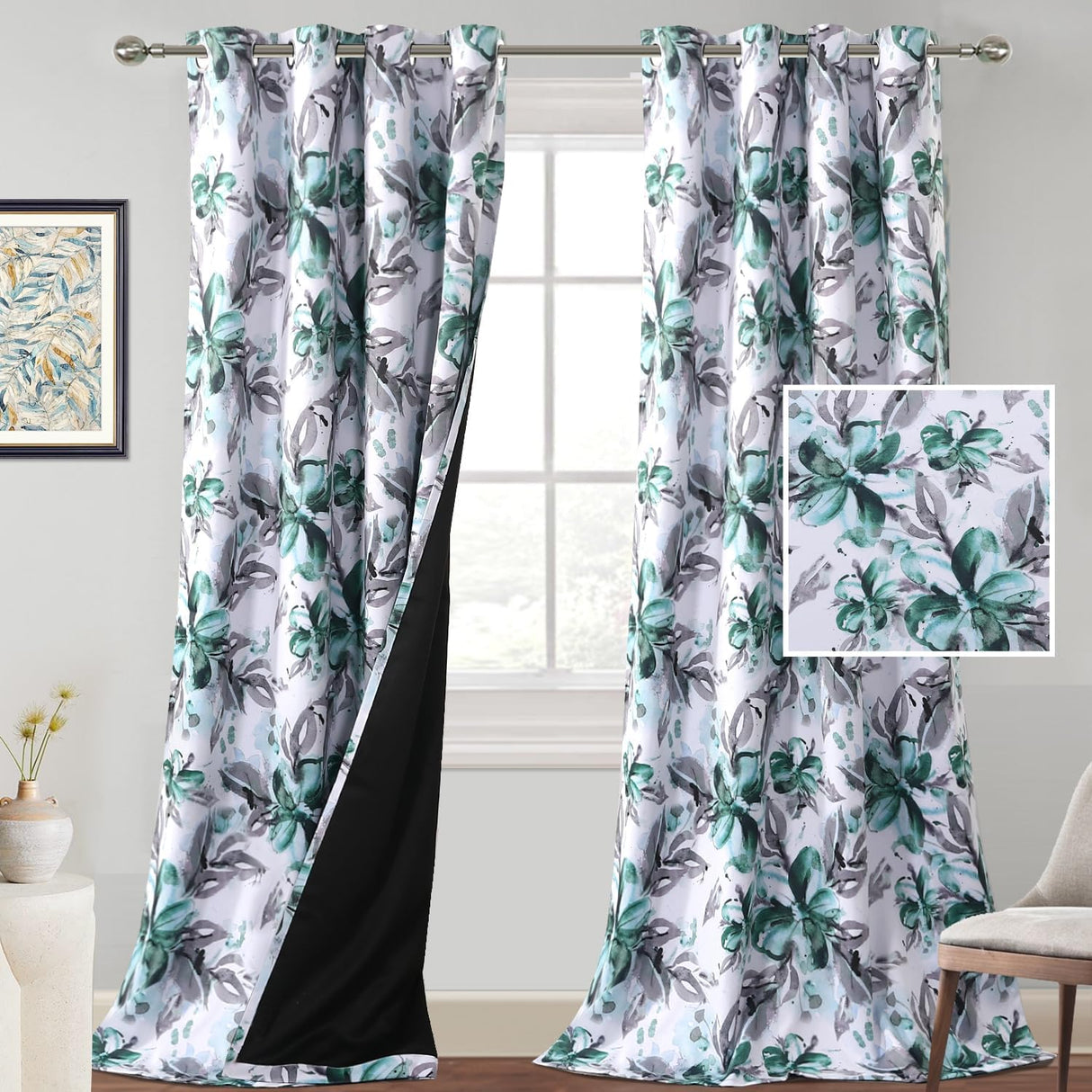 Floral Printed 100% Blackout Curtains for Bedroom