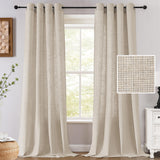 H.VERSAILTEX Light Filtering Linen Curtains 84 Inch for Bedroom, Pale Oak