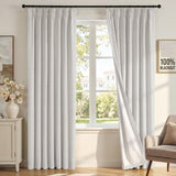 H.VERSAILTEX Ivory Pinch Pleated 100% Blackout Curtains 84 Inches Long