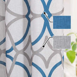 H.VERSAILTEX Linen Curtains 84 Inch Length 2 Panels Linen Sheer Curtains Textured Flax Window Curtain Draps for Living Room, Privacy Modern Printed Grommet Curtains Geometric Teal/Taupe