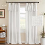 H.VERSAILTEX Linen Curtains with Attached Valance 95 Inch Length for Living Room Boho Window Drapes 2 Panels Set for Farmhouse Semi-Sheer Treatments Rod Pocket/Ring Top for Bedroom 52 x 95 Inch, Linen