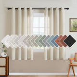 H.VERSAILTEX Natural Linen Curtains 63 inches Long for Living Room 2 Panels Back Tab Loop Pocket Textured Light Filtering Semi Sheer Curtains Rustic Farmhouse Boho Curtain for Bedroom, Sea Grass