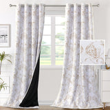 H.VERSAILTEX 100% Blackout Curtains for Living Room Camellia Floral Thermal Insulated Grommet Window Drapes 2 Panels