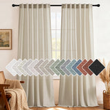H.VERSAILTEX Natural Linen Curtains 63 inches Long for Living Room 2 Panels Back Tab Loop Pocket Textured Light Filtering Semi Sheer Curtains Rustic Farmhouse Boho Curtain for Bedroom, Sea Grass