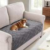 H.VERSAILTEX Couch Cover Chenille Pet Fuzzy Sofa Covers for 3 Cushion Couch Anti Slip Washable Sofa Slipcovers with Strap Soft Couch Protector Cover for Dogs Cats Kids(36" x 74",Khaki)