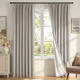 H.VERSAILTEX Ivory Pinch Pleated 100% Blackout Curtains 84 Inches Long