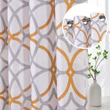 H.VERSAILTEX Linen Curtains 84 Inch Length 2 Panels Linen Sheer Curtains Textured Flax Window Curtain Draps for Living Room, Privacy Modern Printed Grommet Curtains Geometric Teal/Taupe
