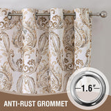 H.VERSAILTEX Farmhouse Floral Curtains for Living Room 84 Inch Length 2 Panles Set Summer Privacy Light Filtering Sheer Curtains Linen Style Drapes, Damask Printed Curtain, Taupe