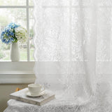 H.VERSAILTEX Cream Beige Lace Curtains 84 Inches Long 2 Panels, Rod Pocket