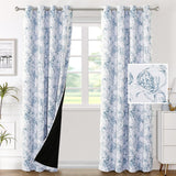 H.VERSAILTEX 100% Blackout Curtains for Living Room Camellia Floral Thermal Insulated Grommet Window Drapes 2 Panels