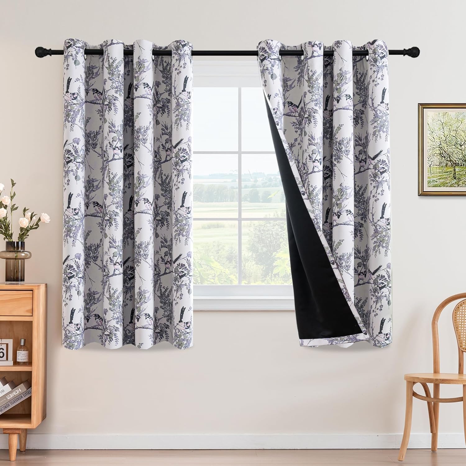 H.VERSAILTEX Floral 100% Blackout Vintage Curtains Patterned Thermal Insulated Grommet Window Drapes