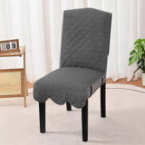 H.VERSAILTEX 100% Waterproof Dining Chair Covers Set of 6 Teddy Fleece Kitchen Chair Covers Parson Chair Slipcovers for Kitchen Dining Room, Charcoal