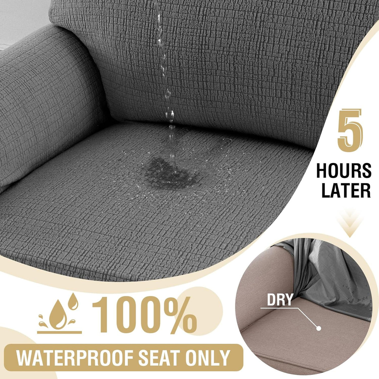 H.VERSAILTEX Jacquard Waterproof Sofa Slipcover – Stretch Couch Cover with Elastic Bottom