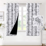 H.VERSAILTEX 100% Blackout Curtains for Living Room Camellia Floral Thermal Insulated Grommet Window Drapes 2 Panels