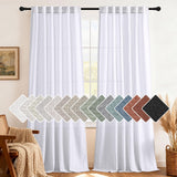H.VERSAILTEX Natural Linen Curtains 63 inches Long for Living Room 2 Panels Back Tab Loop Pocket Textured Light Filtering Semi Sheer Curtains Rustic Farmhouse Boho Curtain for Bedroom, Sea Grass