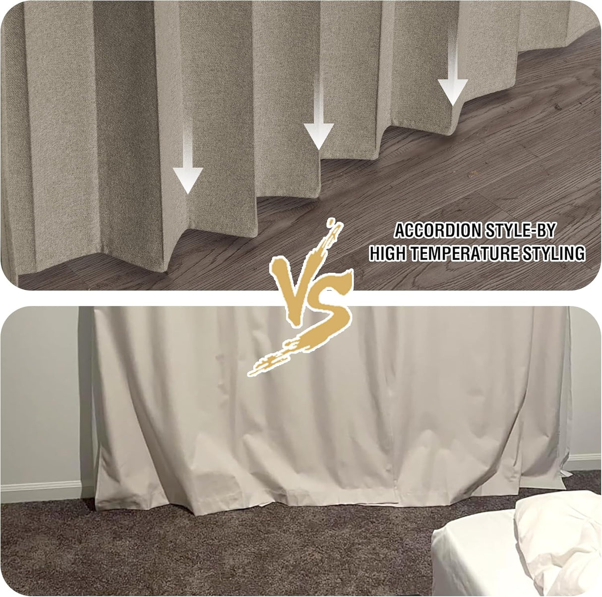H.VERSAILTEX 100% Blackout Linen Curtain Accordion Door Curtains for Doorway Privacy Folding Closet Door Curtain Room Divider Sliding Door Shade with Hooks, 1 Panel, W55 x L78, Heather Taupe