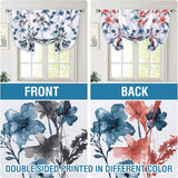 H.VERSAILTEX Tie Up Curtain Double Sided Cattleya Floral Printed Rod Pocket Balloon Roman Window Valance