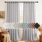 H.VERSAILTEX Natural Linen Curtains 63 inches Long for Living Room 2 Panels Back Tab Loop Pocket Textured Light Filtering Semi Sheer Curtains Rustic Farmhouse Boho Curtain for Bedroom, Sea Grass
