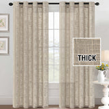 H.VERSAILTEX Linen Blended Curtains - Natural Linen Textured, Light Filtering Nickel Grommet 2 Panel Sets, 52" x 84", Angora for Living Room & Bedroom
