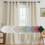 H.VERSAILTEX Natural Linen Curtains 63 inches Long for Living Room 2 Panels Back Tab Loop Pocket Textured Light Filtering Semi Sheer Curtains Rustic Farmhouse Boho Curtain for Bedroom, Sea Grass