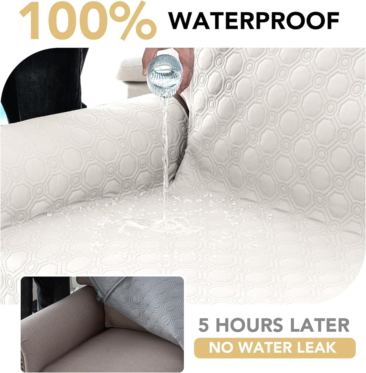 H.VERSAILTEX 100% Waterproof Recliner Chair Cover Non Slip Stay in Place with Pocket