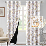 H.VERSAILTEX 100% Blackout Curtains for Living Room Camellia Floral Thermal Insulated Grommet Window Drapes 2 Panels