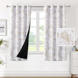 H.VERSAILTEX 100% Blackout Curtains for Living Room Camellia Floral Thermal Insulated Grommet Window Drapes 2 Panels