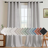 H.VERSAILTEX Natural Linen Curtains 63 inches Long for Living Room 2 Panels Back Tab Loop Pocket Textured Light Filtering Semi Sheer Curtains Rustic Farmhouse Boho Curtain for Bedroom, Sea Grass