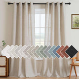 H.VERSAILTEX Natural Linen Curtains 63 inches Long for Living Room 2 Panels Back Tab Loop Pocket Textured Light Filtering Semi Sheer Curtains Rustic Farmhouse Boho Curtain for Bedroom, Sea Grass