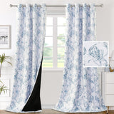 H.VERSAILTEX 100% Blackout Curtains for Living Room Camellia Floral Thermal Insulated Grommet Window Drapes 2 Panels