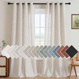 H.VERSAILTEX Natural Linen Curtains 63 inches Long for Living Room 2 Panels Back Tab Loop Pocket Textured Light Filtering Semi Sheer Curtains Rustic Farmhouse Boho Curtain for Bedroom, Sea Grass