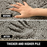H.VERSAILTEX Bath Mat Bath Rug for Bathroom Luxury Chenille Bathroom Rug Mat Extra Soft and Absorbent Microfiber Shaggy Rugs Non Slip Rug Quick Dry Bath Mat Washable, 24 x 36 Inches, Dove Gray