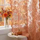 H.VERSAILTEX Cream Beige Lace Curtains 84 Inches Long 2 Panels, Rod Pocket