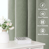 H.VERSAILTEX Natural Linen Curtains 63 inches Long for Living Room 2 Panels Back Tab Loop Pocket Textured Light Filtering Semi Sheer Curtains Rustic Farmhouse Boho Curtain for Bedroom, Sea Grass
