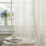 H.VERSAILTEX Cream Beige Lace Curtains 84 Inches Long 2 Panels, Rod Pocket
