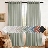 H.VERSAILTEX Natural Linen Curtains 63 inches Long for Living Room 2 Panels Back Tab Loop Pocket Textured Light Filtering Semi Sheer Curtains Rustic Farmhouse Boho Curtain for Bedroom, Sea Grass