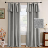 H.VERSAILTEX Linen Curtains with Valance 84 Inch Long 2 Panels Farmhouse Boho Privacy Window Curtains for Living Room Bedroom Ring/Rod Pocket Privacy Light Filtering Drapes, 52x 84 Inch, Heather Sage