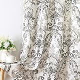 H.VERSAILTEX Farmhouse Floral Curtains for Living Room 84 Inch Length 2 Panles Set Summer Privacy Light Filtering Sheer Curtains Linen Style Drapes, Damask Printed Curtain, Taupe