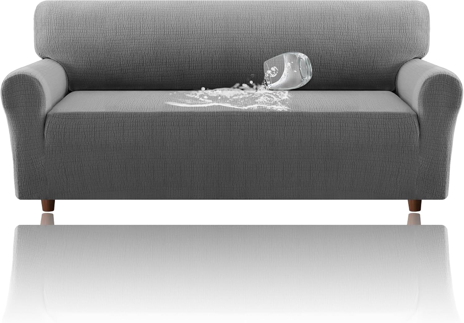 H.VERSAILTEX Jacquard Waterproof Sofa Slipcover – Stretch Couch Cover with Elastic Bottom