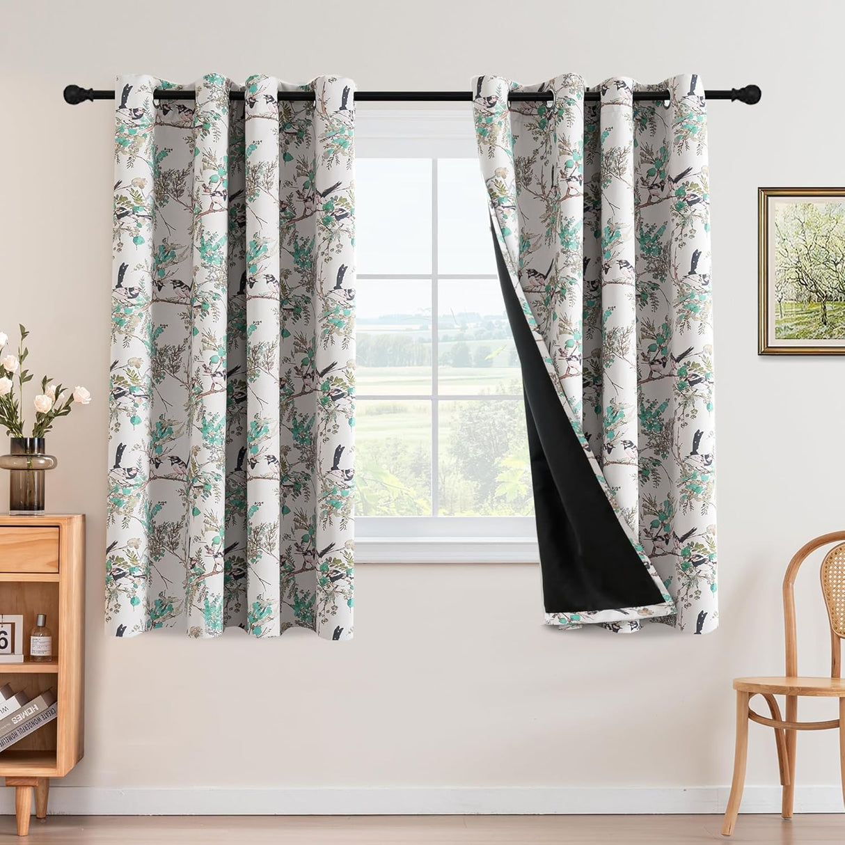H.VERSAILTEX Floral 100% Blackout Vintage Curtains Patterned Thermal Insulated Grommet Window Drapes