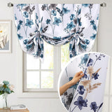 H.VERSAILTEX Tie Up Curtain Double Sided Cattleya Floral Printed Rod Pocket Balloon Roman Window Valance