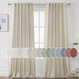 Natural Linen Tab Loop Pocket Semi Sheer Light Filtering Curtains
