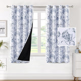 H.VERSAILTEX 100% Blackout Curtains for Living Room Camellia Floral Thermal Insulated Grommet Window Drapes 2 Panels