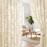 H.VERSAILTEX Cream Beige Lace Curtains 84 Inches Long 2 Panels, Rod Pocket