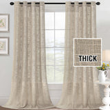 H.VERSAILTEX Linen Blended Curtains - Natural Linen Textured, Light Filtering Nickel Grommet 2 Panel Sets, 52" x 84", Angora for Living Room & Bedroom