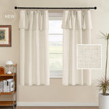 H.VERSAILTEX Linen Curtains with Attached Valance 95 Inch Length for Living Room Boho Window Drapes 2 Panels Set for Farmhouse Semi-Sheer Treatments Rod Pocket/Ring Top for Bedroom 52 x 95 Inch, Linen