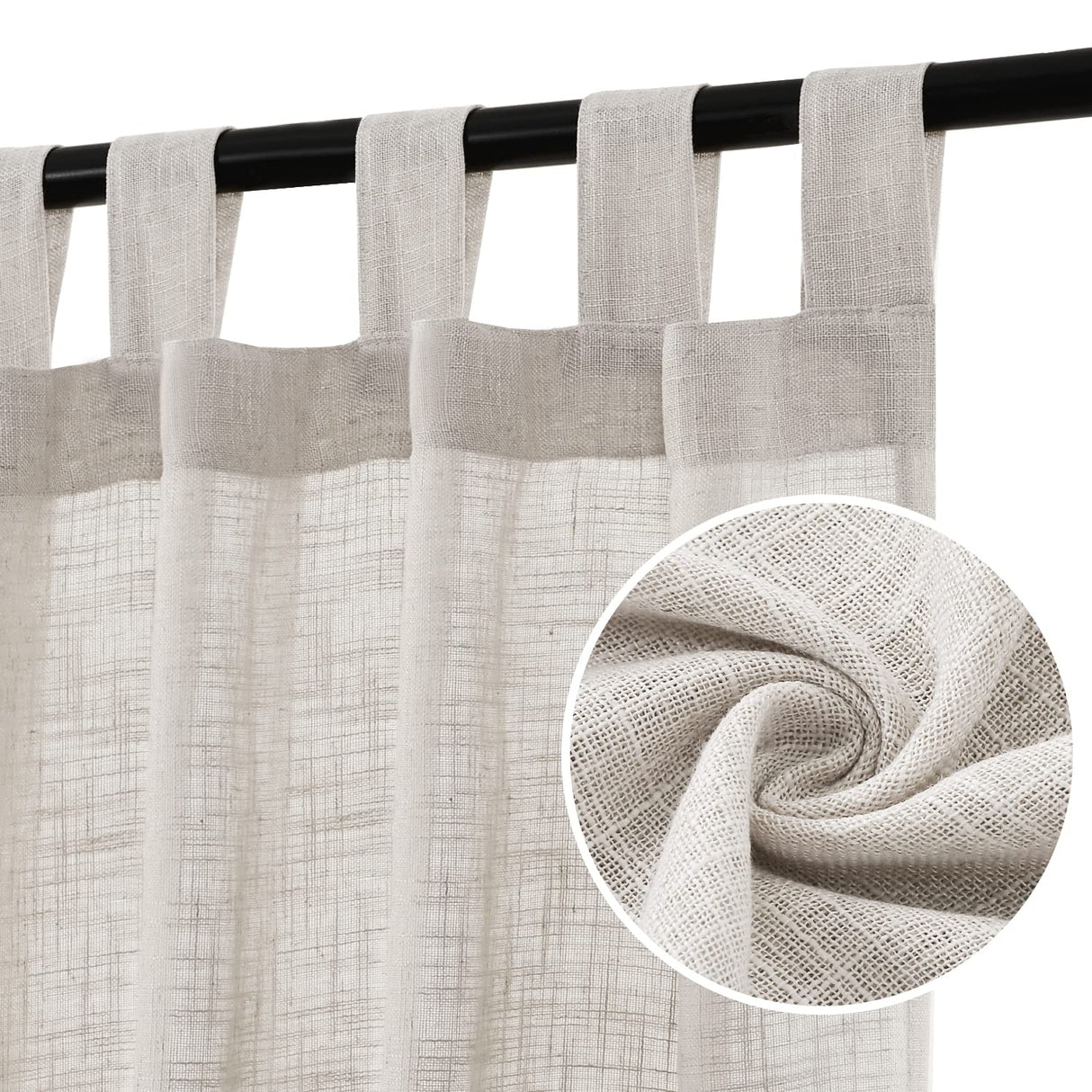 H.VERSAILTEX Linen Natural Linen Blended Curtains for Living Room Burlap Linen Textured Tab Top Curtain Energy Efficient Light Filtering Curtains (Set of 2, 52" x 84", Stone Blue)