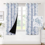H.VERSAILTEX 100% Blackout Curtains for Living Room Camellia Floral Thermal Insulated Grommet Window Drapes 2 Panels